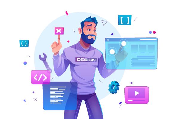 Premade Developer Illustration - Custom Software Solutions