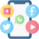 Social Media Integration Icon for Twitter, LinkedIn, Facebook